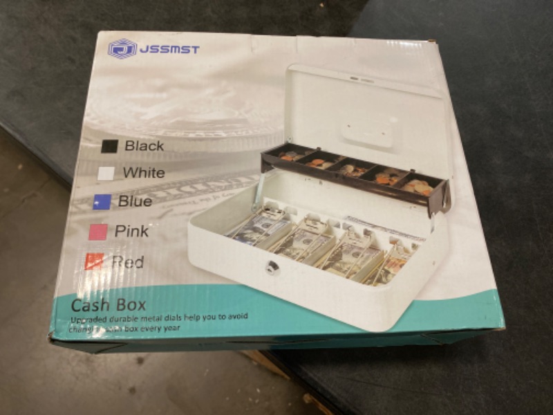 Photo 2 of Jssmst Large Cash Box with Lock - 2017 New Metal Money Box 100% Safe
