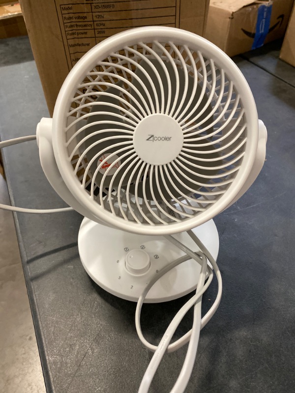 Photo 2 of ZICOOLER Fan for Bedroom, 24dB Low Noise Table Fan, Strong Airflow Air Circulator Fan, 70° Oscillating Fan, 100° Adjustable Tilt, 3 Speeds, Portable Desk Fan for Office, Kitchen, Home, White-Gray

