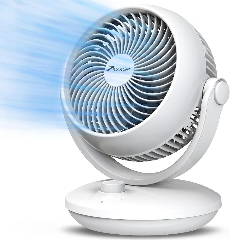 Photo 1 of ZICOOLER Fan for Bedroom, 24dB Low Noise Table Fan, Strong Airflow Air Circulator Fan, 70° Oscillating Fan, 100° Adjustable Tilt, 3 Speeds, Portable Desk Fan for Office, Kitchen, Home, White-Gray
