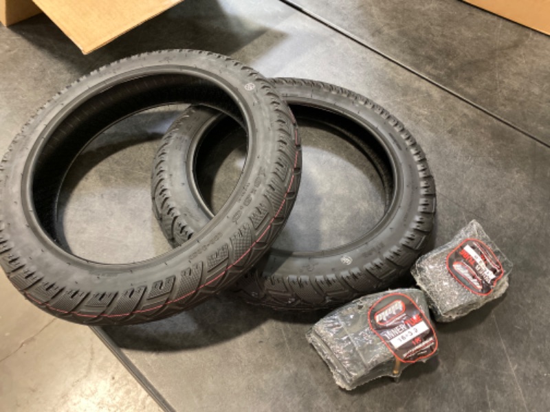 Photo 4 of  Set of 2 All-Terrain Tread Tire Size 16x3.50 (80-305) Fits Electric Bikes (e-Bikes), Kids Bikes, Small BMX and Scooters Fits 12 Inches Rims NEW 