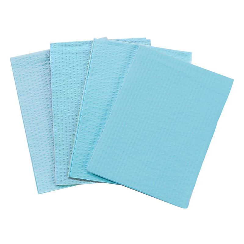 Photo 1 of TIDI 1053 Avalon Papers Bib/Towel, Waffle Embossed, 2-Ply Tissue, Poly Back Dental Bib to Prevent Leak Through, Dental Consumables, Blue, 13" Width, 18" Length
