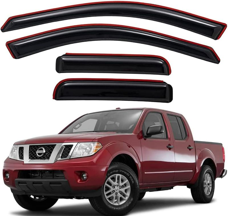 Photo 1 of Lightronic WV194407 in-Channel Side Window Visor Deflector Rain Guard, Dark Smoke Shatterproof, 4-Pieces Set for 2005-2020 Nissan Frontier & Navara Crew Cab 18988
