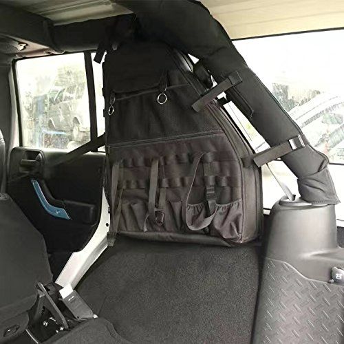 Photo 1 of Roll Bar Storage Bag Cage with Multi-Pockets & Organizers & Cargo Bag Tool Kits Holder Compatible for 2007~2019 Wrangler JK Rubicon 4-Door - Pack of 2

