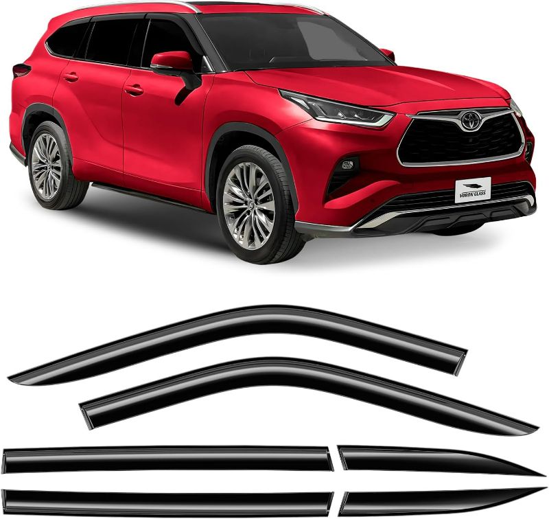 Photo 1 of Voron Glass Tape-on Extra Durable Rain Guards for Toyota Highlander 2020-2023, Window Deflectors, Vent Window Visors, 6 Pieces - 100463 
