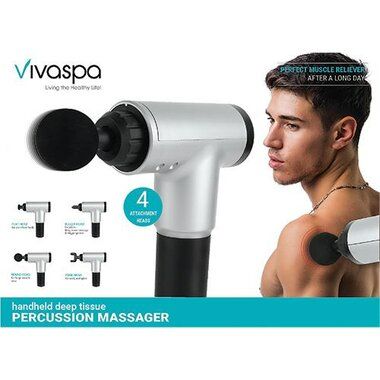 Photo 1 of Vivitar MS1700-SIL-STK-6 Handheld Deep Tissue Percussion Massager - Silver
