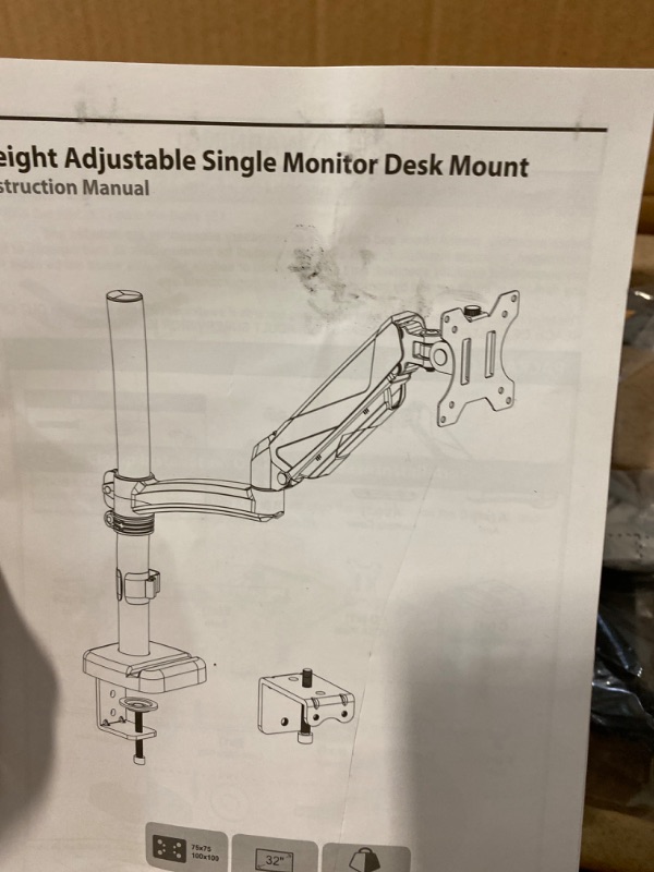 Photo 2 of MOUNTUP Single Monitor Stand, Height Adjustable Monitor Desk Mount for 17-32 Inch, 4.4-19.8lbs Screens, Gas Spring Computer Monitor Arm, VESA Mount with Clamp/Grommet Mounting Base, Max VESA 100x100mm NEW 