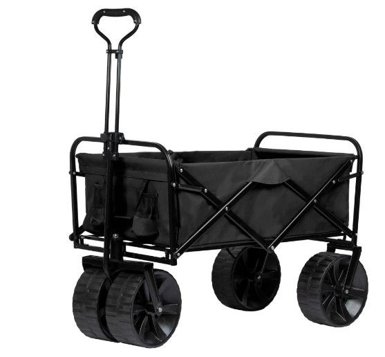 Photo 1 of Pure Outdoor by Monoprice Heavy Duty All Terrain Collapsible Outdoor Wagon, Black
