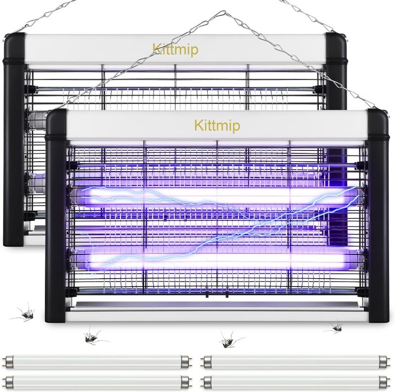 Photo 1 of 2 Pack Electric Bug Zapper, 20W 2800V Powerful Fly Insect Gnat Traps Fly Killers Catcher Repellent Mosquito UVA Light Electric Zapper for Indoor Home, 4 Extra Replacement Bulbs (MINOR CRACK ONTHE BUTTOM)
