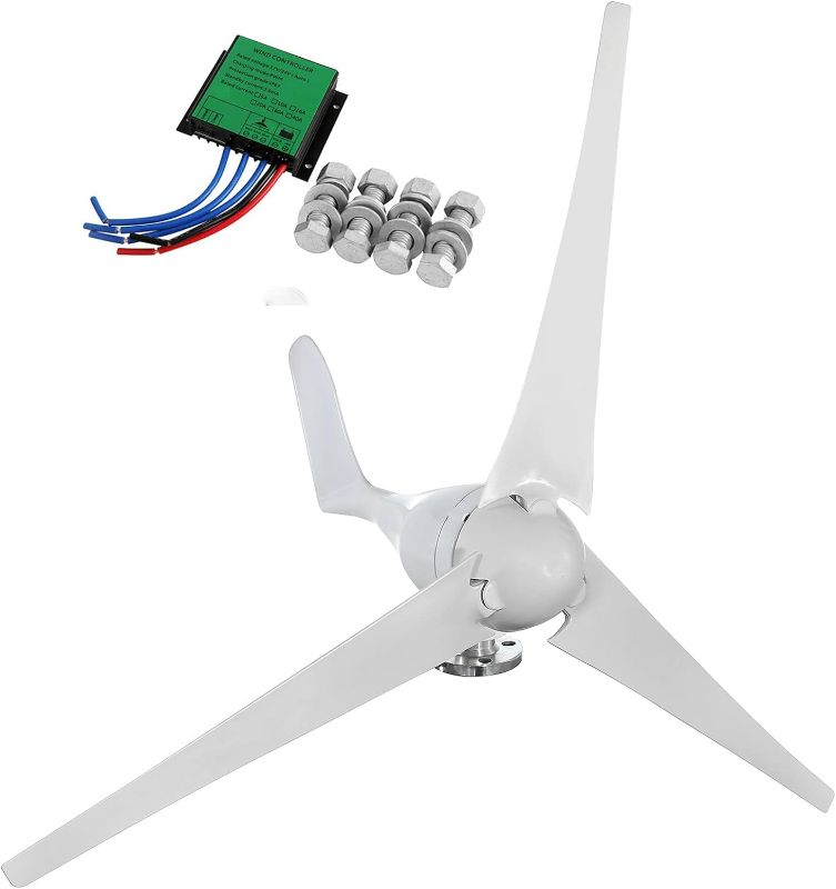 Photo 1 of Dyna-Living Wind Turbine Generator Kit 400W DC 12V Wind Turbine Motor 3 Blades Wind Power Generator with Charge Controller for Home Marine Industrial Energy(Not included mast)
