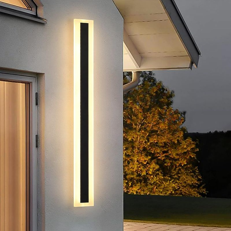 Photo 1 of Long Wall Light Modern LED Wall Lamp Waterproof Outdoor Strip Sconces Wall Lighting 24" 19W Morden Exterior Wall Mount Light Fixture Frosted Acrylic for Living Room Porch Garage Door Yard
