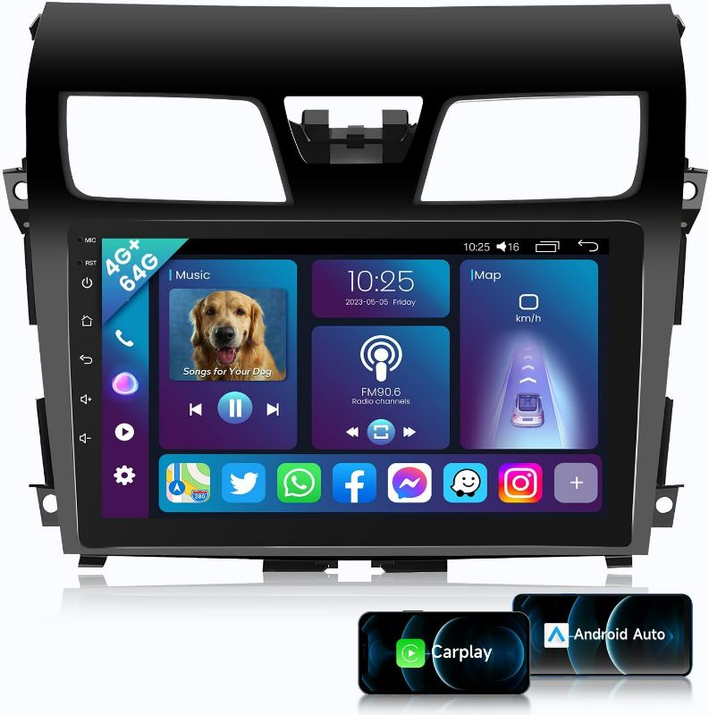 Photo 1 of 8 Core 4G+64G Android 12 Car Stereo for 2013-2015 Nissan Altima Radio with Wireless CarPlay Android Auto 10 Inch Touch Screen Car Radio Support GPS Navigation FM/AM/RDS DSP Sound System Backup Camera
