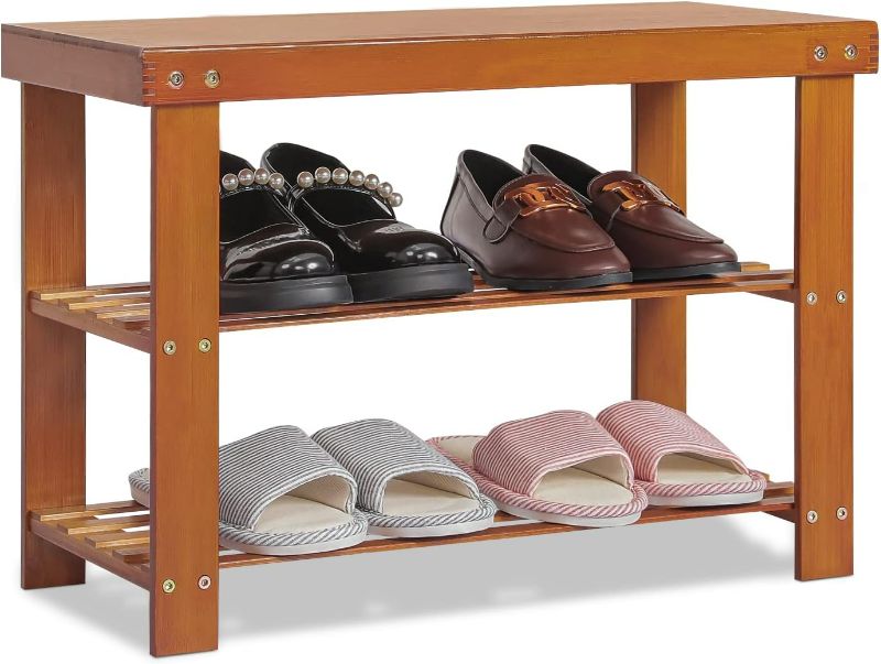 Photo 1 of SONGMICS Shoe Rack Bench, 3-Tier Bamboo Shoe Storage Organizer