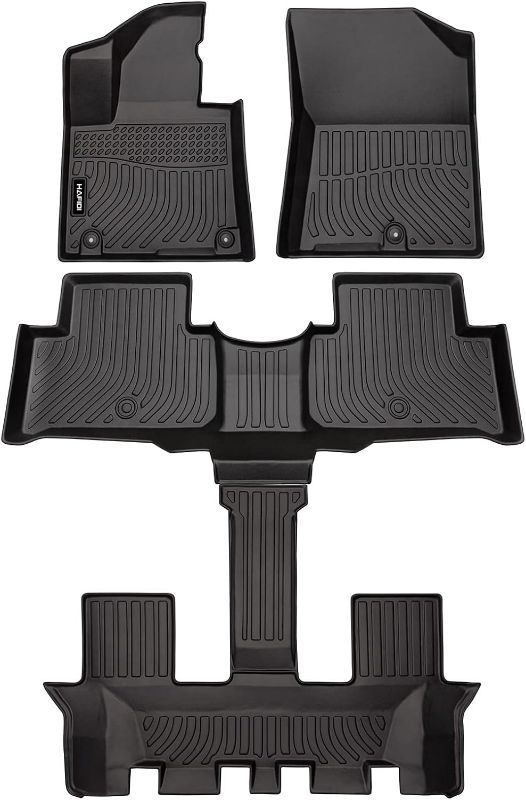 Photo 1 of Photo as Reference Kia Sorento 2021 2022 2023 2024 All Weather Protection Hybrid All Weather Protection TPE Anti-Slip car Floor Liners, Fits 1st & 2nd & 3rd Row Full Set Accessories, Black 