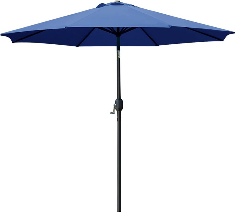 Photo 1 of Sunnyglade 9' Patio Umbrella Outdoor Table Umbrella with 8 Sturdy Ribs (Navy Blue)
