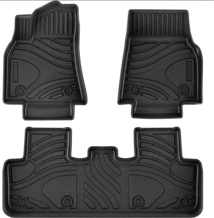 Photo 1 of Floor Mats for 2020 2021 2022 Model Y, Custom Car Mats All Weather Floor Liners Front & 2nd Row TPE Black 18988
