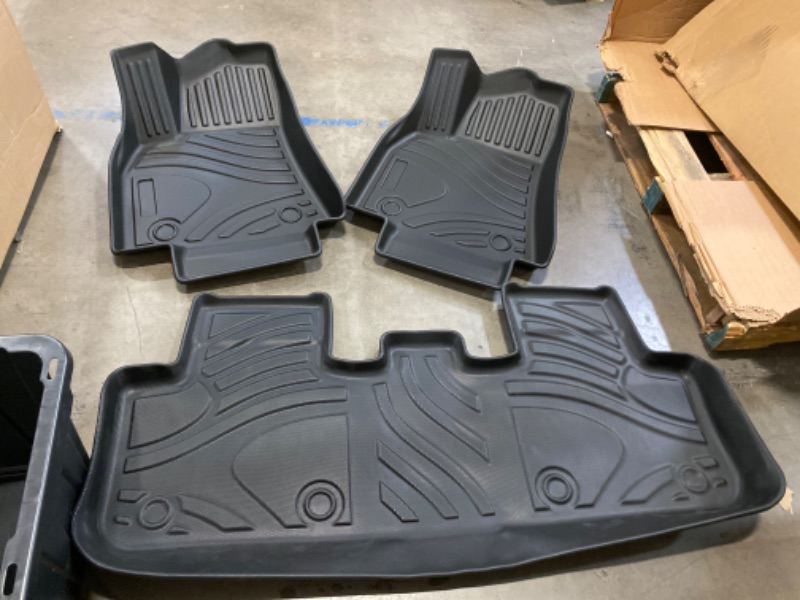 Photo 2 of Floor Mats for 2020 2021 2022 Model Y, Custom Car Mats All Weather Floor Liners Front & 2nd Row TPE Black 18988