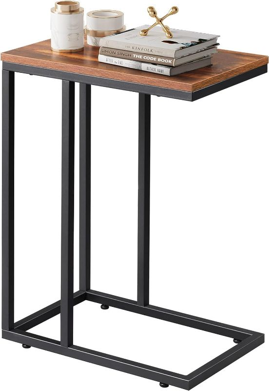 Photo 1 of WLIVE Side Table, C Shaped End Table for Couch, Sofa and Bed, Large Desktop C Table for Living Room, Bedroom, Retro Brown and Black
