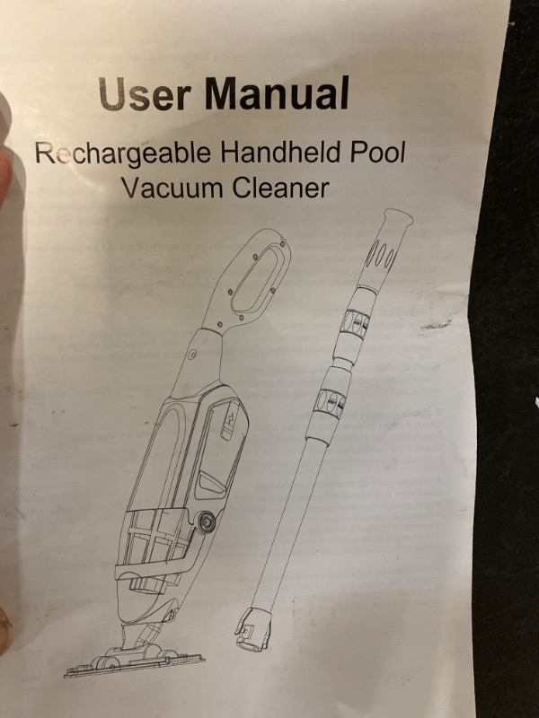 Photo 1 of Handheld Pool Vacuum, Rechargeable Pool Cleaner with Running Time up to 60-Minutes Ideal for Above Ground Pools, Spas and Hot Tub for Sand and Debris, Blue
