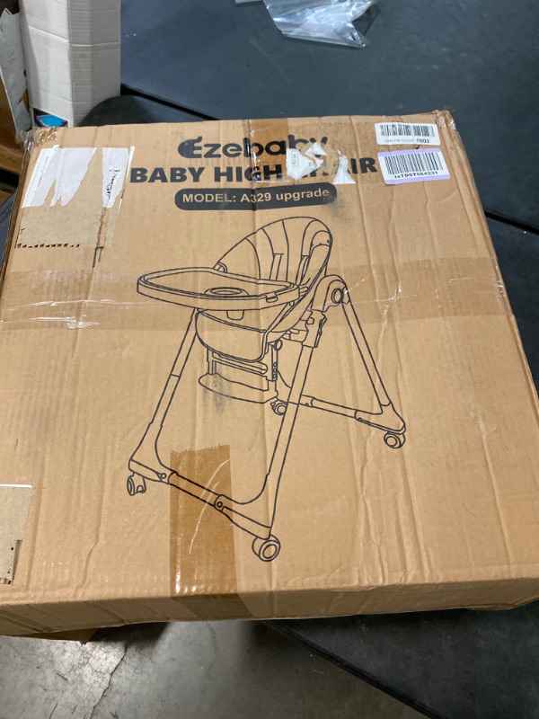 Photo 4 of Ezebaby Baby High Chair, Portable High Chair with Adjustable Heigh and Recline, Foldable High Chair for Babies and Toddler with 4 Wheels, High Chair for Toddlers with Removable Tray-(Beige)

