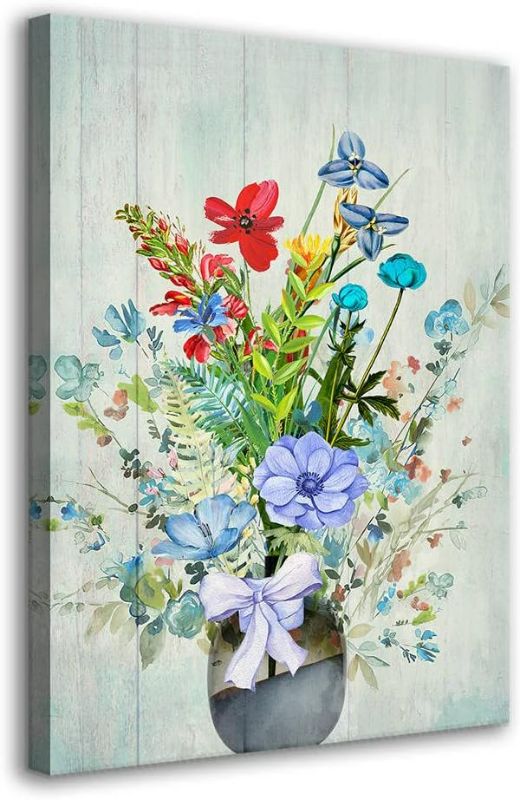 Photo 1 of BYXART Bathroom Decor Flower Canvas Wall Art Colorful Bloosom Floral Canvas Painting Artwork For Living Room Wall Decor Modern Landscape Prints On Canvas For Bedroom Office Wall Decor (24X35) NEW 