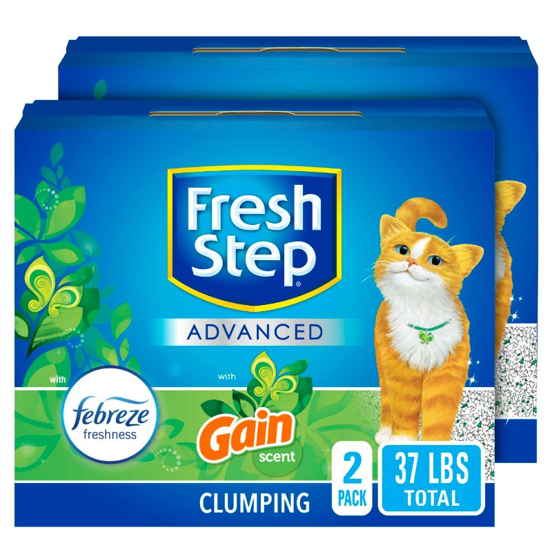 Photo 1 of Fresh Step Advanced Clumping Cat Litter, Gain Scent, 99.9% Dust-Free, 2 Pack of 18.5 lb Boxes
