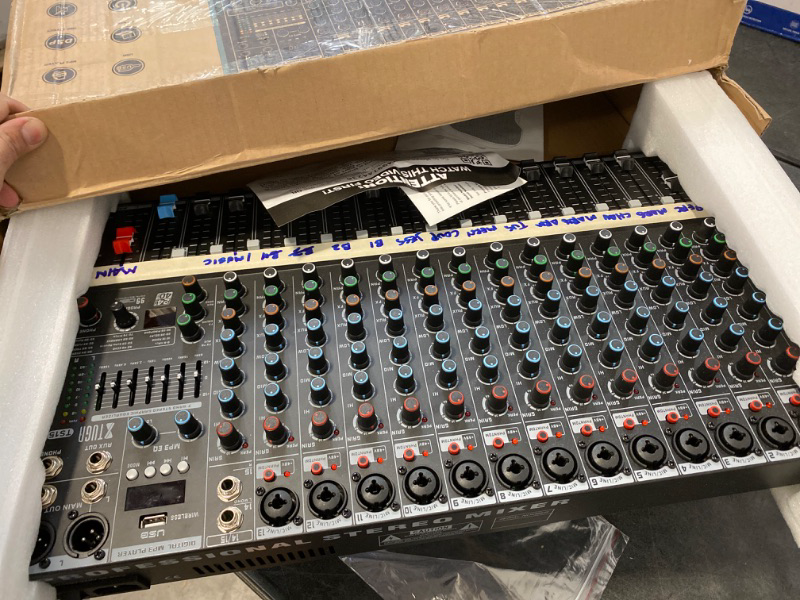 Photo 2 of XTUGA TS15 Professional 15 Channel Audio Mixer with 99 DSP Effects,7-band EQ,Independent 48V Phantom Power&Mute Button,Bluetooth Function,USB Interface Recording for Studio/DJ Stage/Party (MISSING PLUG)
