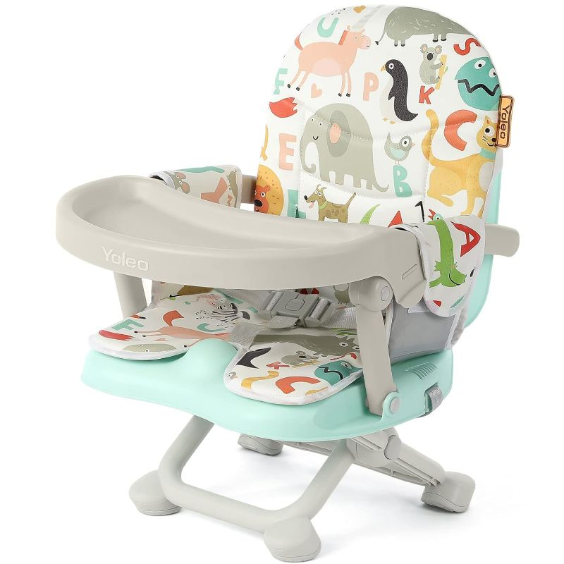 Photo 1 of YOLEO Baby High Chair Booster Seat for Dining Table Height Adjustable Toddlers Chair Portable Foldable Highchair with Cushion & Tray Removable(Green)
