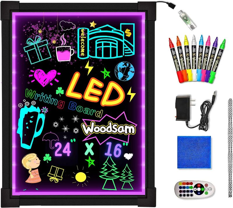 Photo 1 of Woodsam LED Drawing Painting Board - 24" x 16" Erasable Non Porous Glass Surface 

