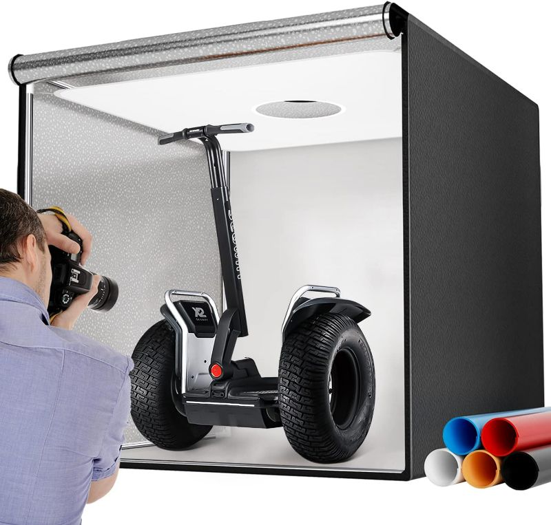 Photo 1 of Takerers Photo Studio Light Box,LED Professional Photo Background Shooting Tent with 3 Stepless Dimming Light Panel, Lightbox with 5 Color Backdrops for Product Photography
