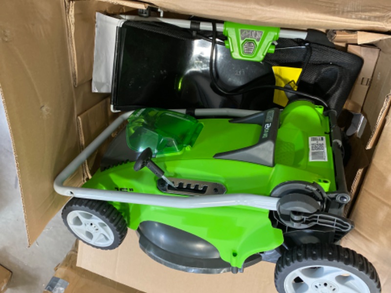 Photo 2 of greenworks g-MAX 40V 16 cordless Lawn Mower with 4Ah Battery - model