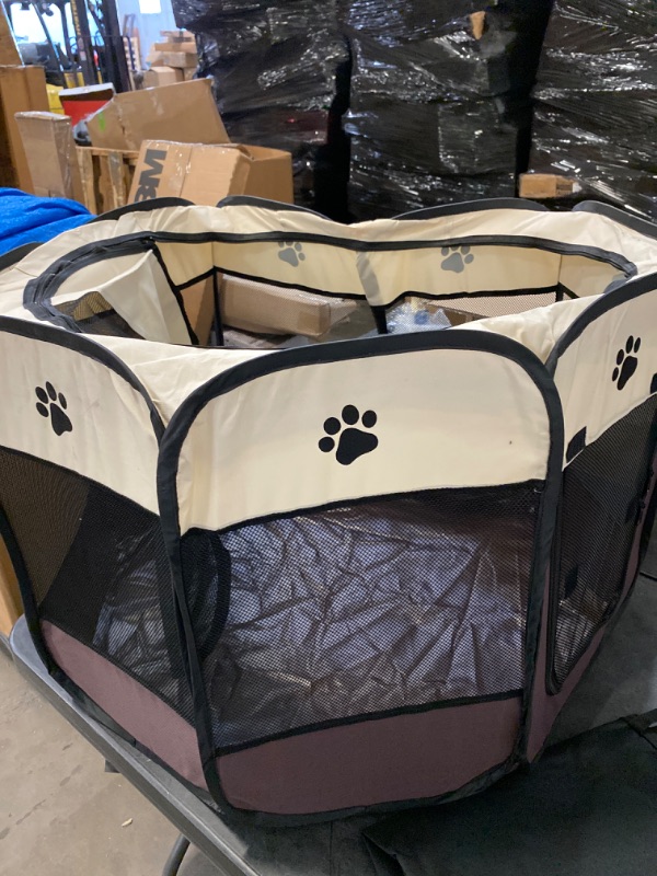 Photo 2 of SIYHTRAH Portable Dog Playpen, Foldable Pet House for Dogs and Cats, Exercise Pen Tents, Kennel House for Puppies Dogs Cats Rabbits,Grey,29"x29"x17"

