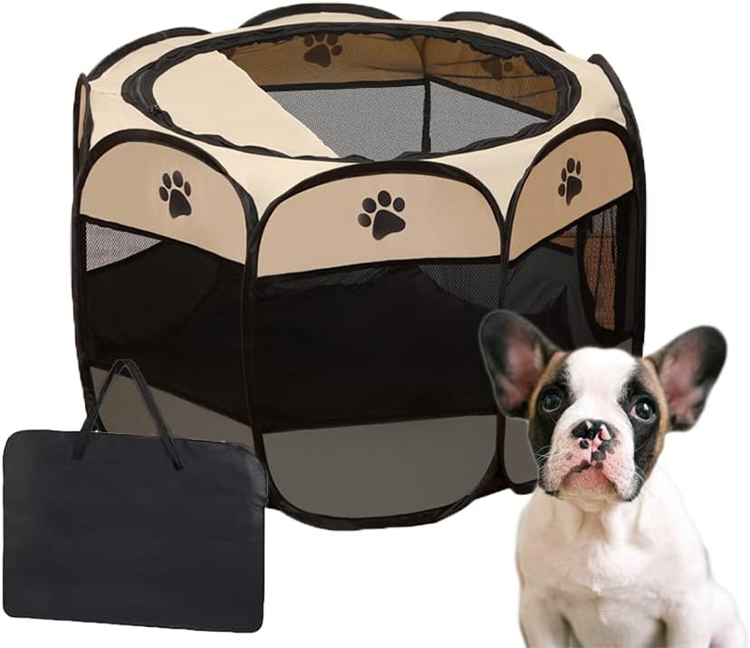 Photo 1 of SIYHTRAH Portable Dog Playpen, Foldable Pet House for Dogs and Cats, Exercise Pen Tents, Kennel House for Puppies Dogs Cats Rabbits,Grey,29"x29"x17"
