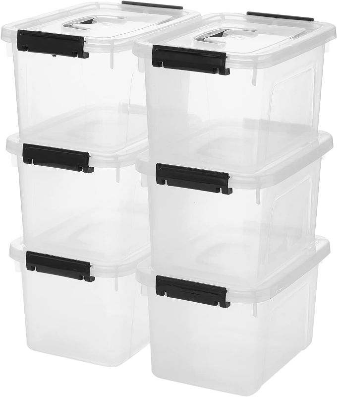 Photo 1 of 7 Quart Clear Storage Latch Box/Bins, 6-Pack Plastic Container with Latches and Lid NEW
