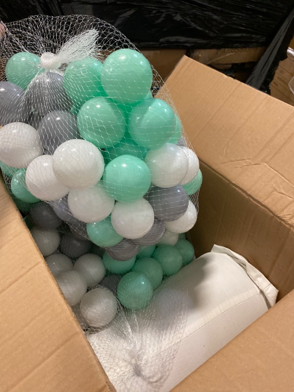 Photo 2 of  Foam Ball Pit /200 Balls Included ? 2.75in Round Ball Pit for Baby Kids Soft Children Toddler Playpen Made in EU Light Grey: Turquoise/Grey/White NEW 
