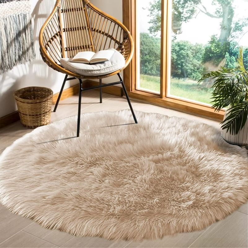 Photo 1 of Goolela Circle Rugs for Bedroom Round Rugs  Fluffy Throw Rugs for Living Room Large Area Rug Shag Rug Washable Faux Sheepskin Fur Rug Soft Rug Home Decor
