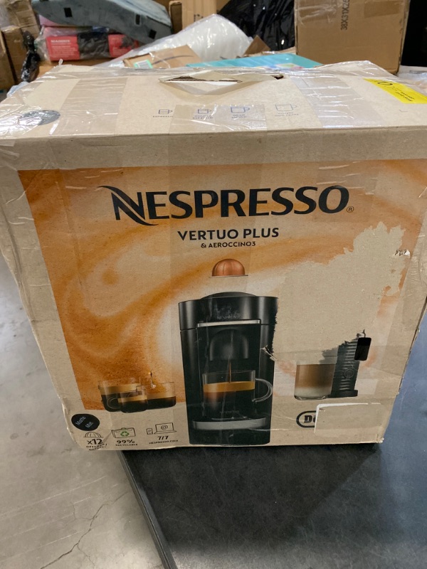 Photo 3 of Nespresso VertuoPlus Coffee and Espresso Machine by De'Longhi with Milk Frother, 14 ounces, Ink Black
