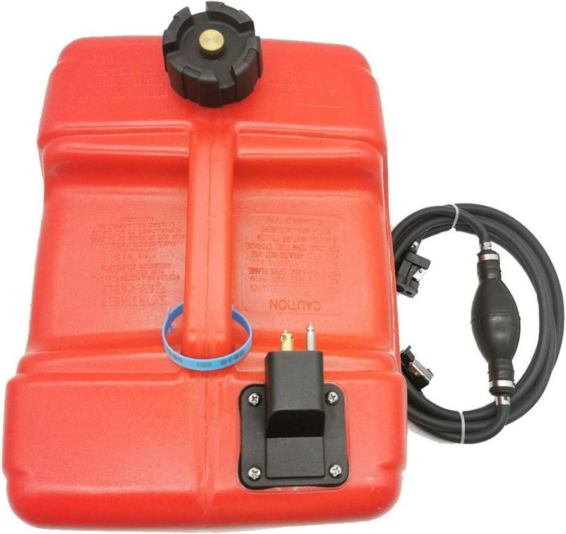 Photo 1 of 3 Gallon Portable Boat Outboard Motor Fuel Tank with 3/8" Gas Hose Pump for Yamaha Mercury Outboard Engine
