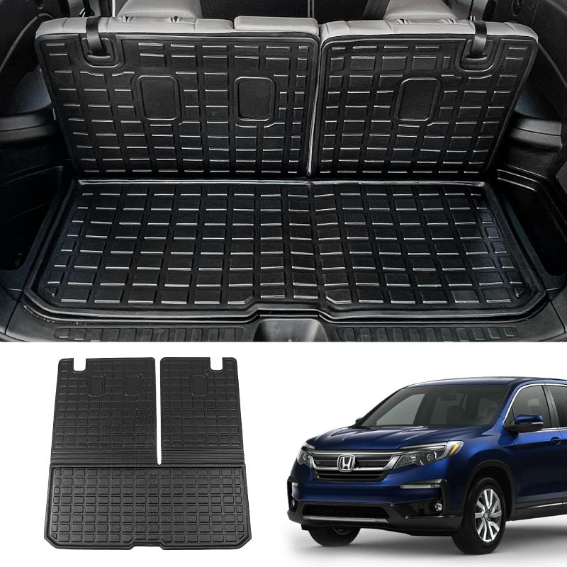 Photo 1 of Kingna Cargo Mat Compatible with 2016-2023 Honda Pilot Trunk Mat Cargo Liner TPE All Weather Back Seat Cover Protector 2022 Honda Pilot Accessories (Cargo Mat with Backrest Mat)
