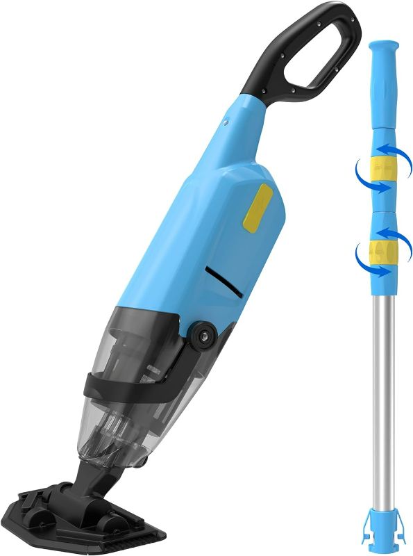 Photo 1 of Efurden Handheld Pool Vacuum, Rechargeable Pool Cleaner with Running Time up to 60-Minutes Ideal for Above Ground Pools, Spas and Hot Tub for Sand and Debris, Blue
