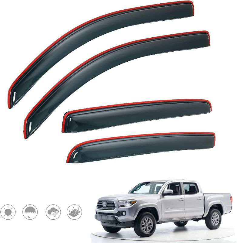 Photo 1 of ISSYAUTO in-Channel Rain Guards Compatible with 2016-2023 Tacoma Double Cab Side Window Deflectors, Vent Window Visors, Front+Rear
