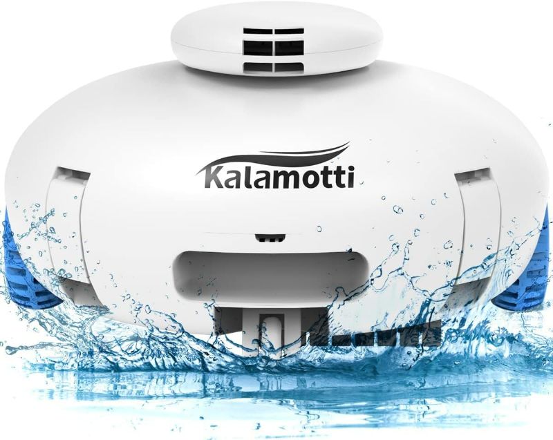 Photo 1 of Kalamotti Cordless Robotic Pool Cleaner - Pool Vacuum for Above Ground Pools Powerful Suction Rechargeable Battery, Lasts 140 Mins, Built-in Water Sensor Technology for Pool Surface Up to 630 Sq.Ft
