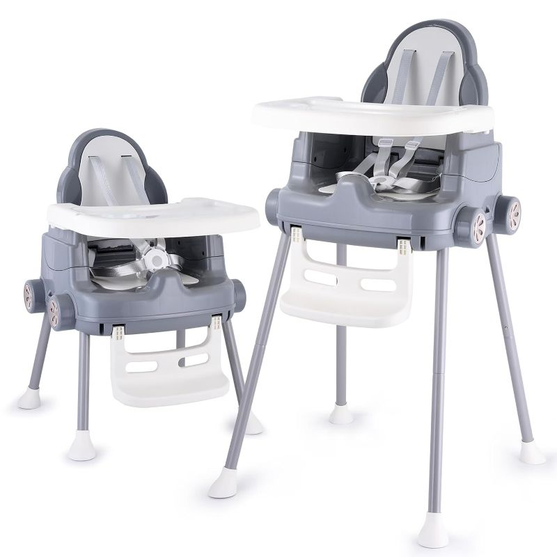 Photo 1 of Bellababy 3-in-1 High Chair, Convertible & Ultra Compact High Chair, Light Weight Portable Highchair, Racing Look, Grey

