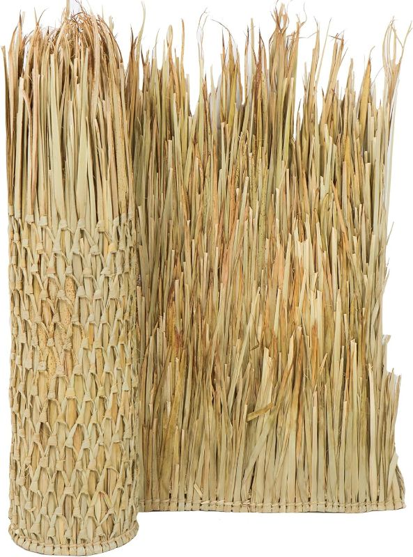 Photo 1 of amaZulu Inc. Mexican Straw Roof Palm Thatch – 7ft Diameter Umbrella Cover, Natural Grass Tiki Roof, Outdoor Patio Shade Cape.
