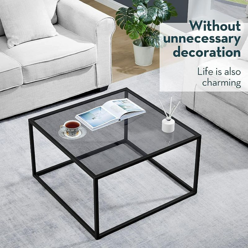 Photo 1 of PARTS ONLY, SAYGOER Glass Coffee Table, Small Modern Coffee Table Square Simple Center Tables for Living Room
