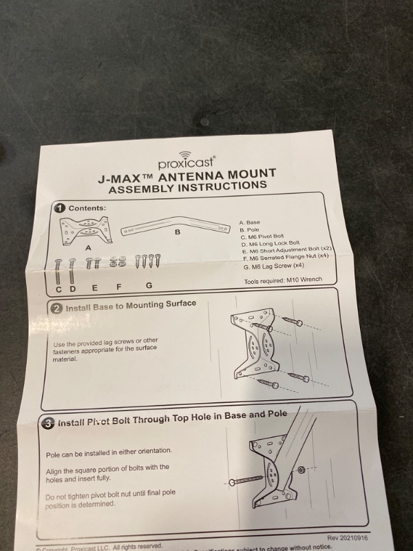 Photo 3 of Proxicast Pro-Grade J-Max 100% Solid Stainless Steel Antenna Mount - Universal Outdoor Adjustable Pivot/Lock Bracket & J-Pipe Mastfor Wall, Eave or Roof Mounting 