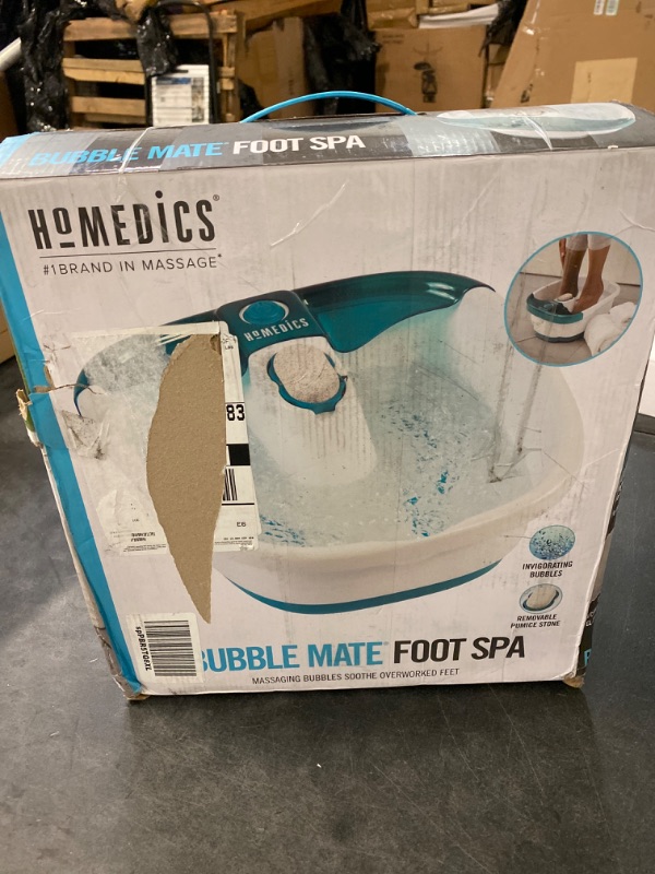 Photo 3 of HoMedics Bubble Mate Foot Spa, Toe Touch Controlled Foot Bath with Invigorating Bubbles and Splash Proof, Raised Massage nodes and Removable Pumice Stone