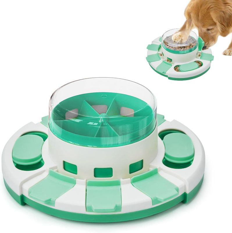 Photo 1 of Potaroma Dog Puzzle Toy 2 Levels, Slow Feeder for Large Small Dogs, Dog Food Treat Feeding Toys for IQ Training, Dog Entertainment Toys?Green White?