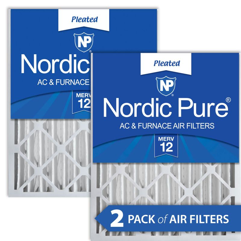 Photo 1 of Nordic Pure 16x25x4 MERV 12 Pleated AC Furnace Air Filters 2 Pack 2 Count (Pack of 1) MERV 12 Air Filters