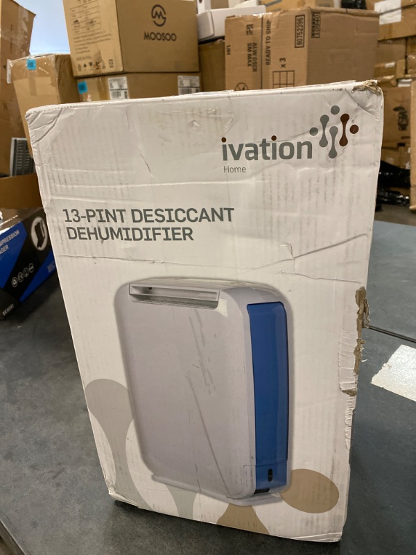 Photo 3 of Ivation 13-Pint Small-Area Desiccant Dehumidifier Compact and Quiet - With Continuous Drain Hose for Smaller Spaces, Bathroom, Attic, Crawlspace and Closets - For Spaces Up To 270 Sq Ft, White