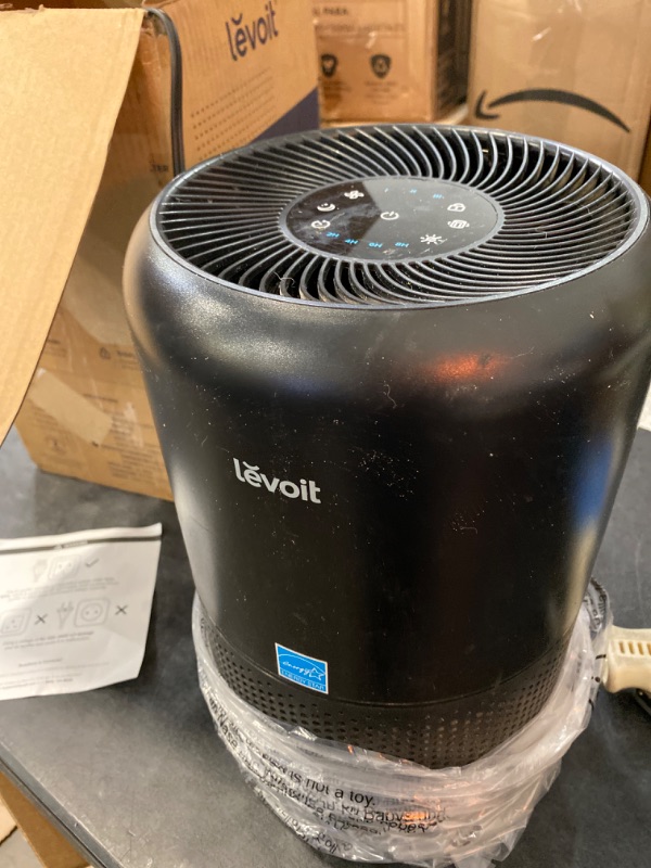 Photo 2 of LEVOIT Air Purifier for Home Allergies Pets Hair in Bedroom, Covers Up to 1095 Sq.Foot Powered by 45W High Torque Motor, 3-in-1 Filter, Remove Dust Smoke Pollutants Odor, Core 300 / Core300-P, Black Black Basic Purifier